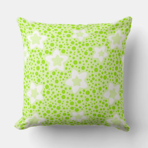 Heldergroene retro polka stippen met bloemmotief kussen