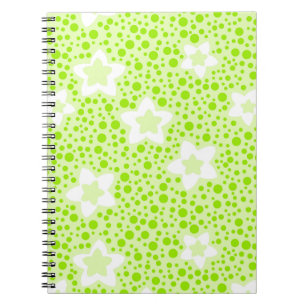 Heldergroene retro polka stippen met bloemmotief notitieboek