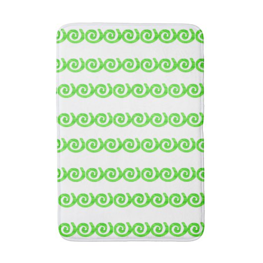 Heldergroene spiralen patroon op wit badmat (Voorkant Verticaal)