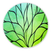 Heldergroene tinten creatief verlofpatroon keramische knop (Voorkant)