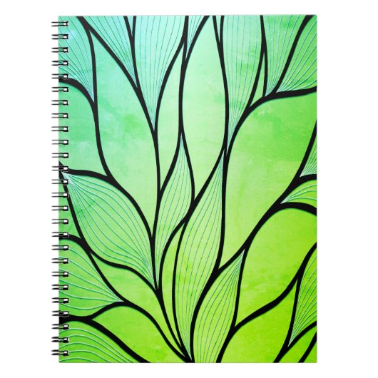 Heldergroene tinten creatief verlofpatroon notitieboek (Voorkant)