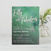 Heldergroene Waterverf Glitter Vijftig en Fabulous Kaart (Staand voorkant)