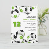 Heldergroene zwarte voetballen Kinderverjaardag Kaart (Staand voorkant)