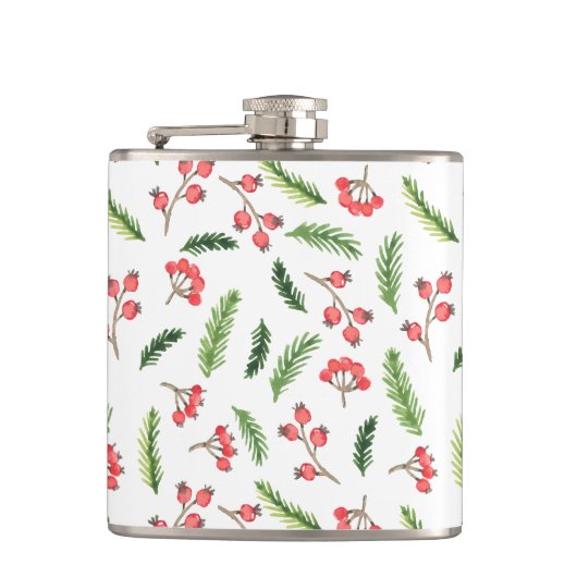 Helderhand getekend kerstmannetje heupfles (Voorkant)