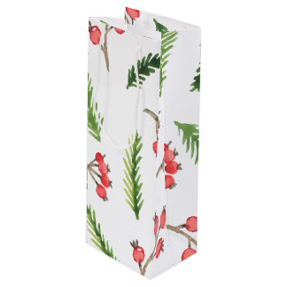 Helderhand getekend kerstmannetje wijn cadeautas