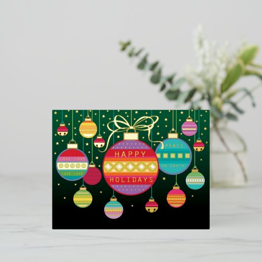 Helderhandige kerstversieringen - Echte goud Folie Feestdagen Briefkaart (Staand Voorkant)