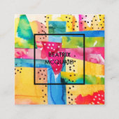 Helderheid Abstracte kleurrijke Waterverf Vierkante Visitekaartje (Voorkant)