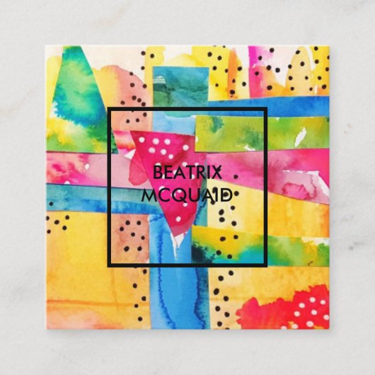 Helderheid Abstracte kleurrijke Waterverf Vierkante Visitekaartje (Voorkant)