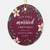 Helderheid | Eerste kerstfoto met huwelijk Keramisch Ornament (Links)