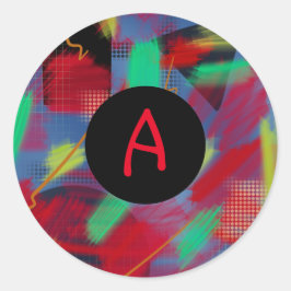 Helderheid en Abstracte digitale kunstmonogram Ronde Sticker