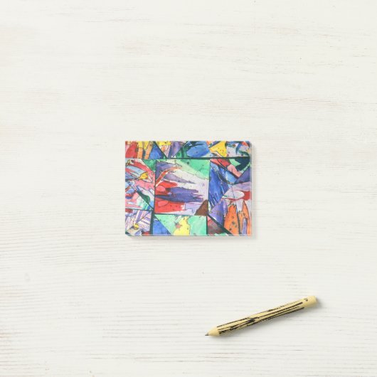 Helderheid en kleurrijk gekleurd snijpapier, colla post-it® notes (Op bureau)