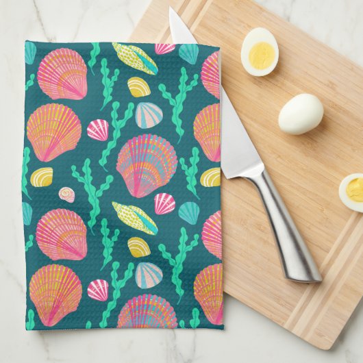 Helderheid en seaweed Pattern Theedoek (Quarter Fold)