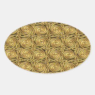 Helderheid glanzend Golden Celtic Spiral kent patr Ovale Sticker