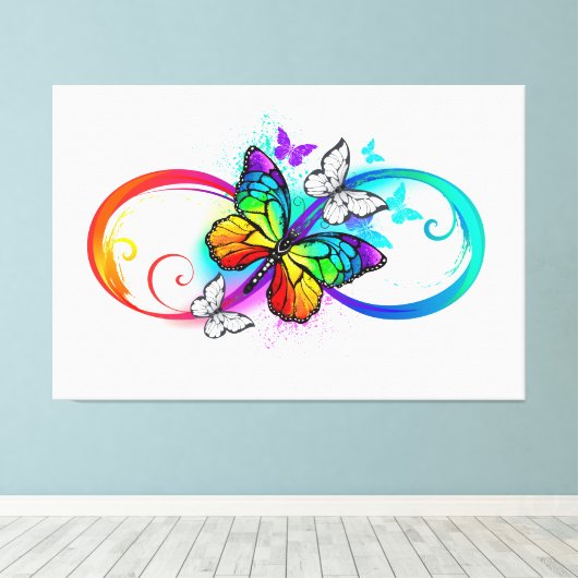 Helderheid met de regenboogvlinder canvas afdruk (Insitu (Houten vloer))