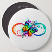 Helderheid met de regenboogvlinder ronde button 6,0 cm (Voorkant /achterkant)