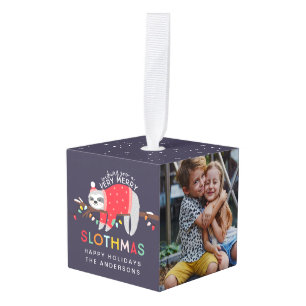 Helderheid met kersttaarsloth foto Holiday decor Kubus Ornament