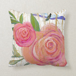 Helderheid modern Floral roze met vlinderhout Kussen