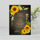 Helderheid moderne zonnebloem Geel Rustic Wedding Folie Uitnodiging (Staand Voorkant)