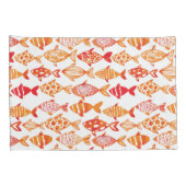 Helderheid Oranje Waterverf vispatroon Kussensloop (Achterkant-Rechts)