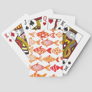 Helderheid Oranje Waterverf vispatroon Pokerkaarten