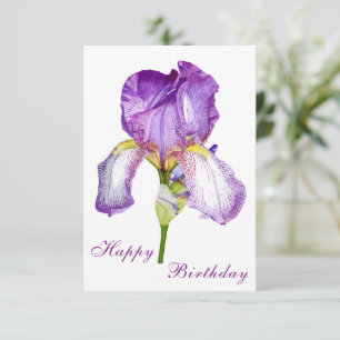 Helderheid Paarse Iris Happy Birthday Briefkaart