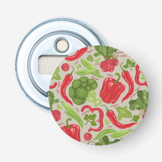 Helderheid van verse groenten button flesopener (Voorkant)