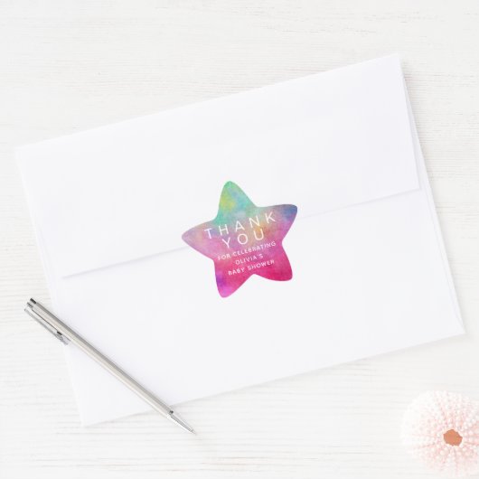 Helderheid Waterverf Baby shower Hartelijk dank Ster Sticker (Envelop)