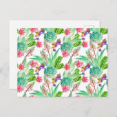 Helderheid Waterverf Cactus & Succulent Patroon Briefkaart (Voorkant / Achterkant)