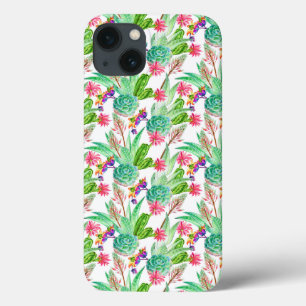 Helderheid Waterverf Cactus & Succulent Patroon iPhone 13 Hoesje