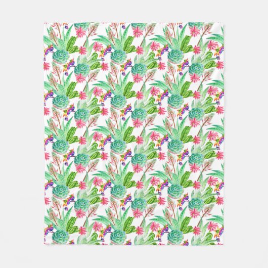 Helderheid Waterverf Cactus & Succulent Patroon Fleece Deken (Voorkant)
