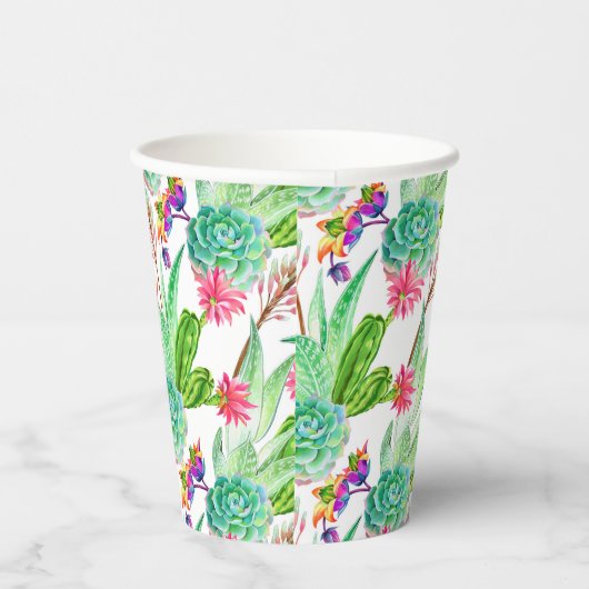 Helderheid Waterverf Cactus & Succulent Patroon Papieren Bekers (Rechts)