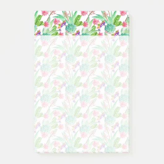 Helderheid Waterverf Cactus & Succulent Patroon Post-it® Notes (Voorkant)
