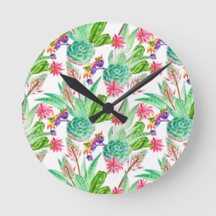 Helderheid Waterverf Cactus & Succulent Patroon Ronde Klok