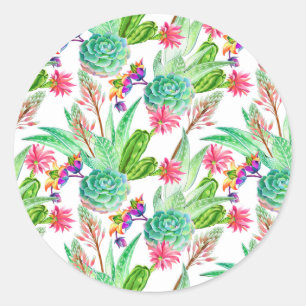 Helderheid Waterverf Cactus & Succulent Patroon Ronde Sticker