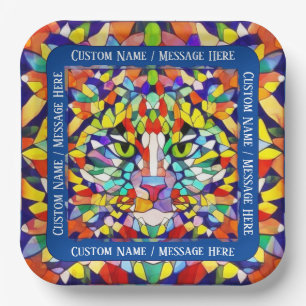 Helderkat in regenboogkleuren - Aangepaste naam Papieren Bordje