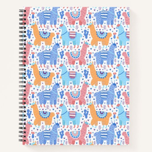 Helderkleurig Alpaca-patroon Notitieboek (Voorkant)