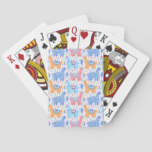 Helderkleurig Alpaca-patroon Pokerkaarten (Achterkant)