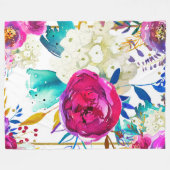 Helderkleurig bloemrijk modern fleece deken (Voorkant (Horizontaal))