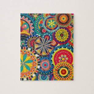 Helderkleurig Boho Floral Pattern Legpuzzel