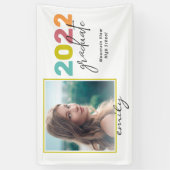 Helderkleurig briefteren Afstuderen Foto en naam Spandoek (Verticaal)