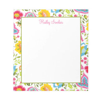 Helderkleurig Floral Patroon Notitieblok