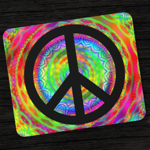 Helderkleurig Fractal Black Peace-symbool Muismat