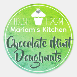 Helderkleurig groen Blauwgroen cupcake-etiket voor Ronde Sticker