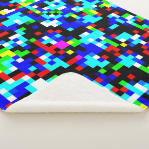 Helderkleurig mozaïekpatroon voor meerdere kleuren sherpa deken