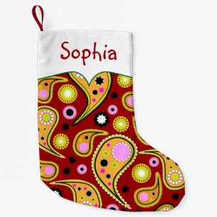 Helderkleurig Paisley, speciaal gepersonaliseerd Kleine Kerstsok