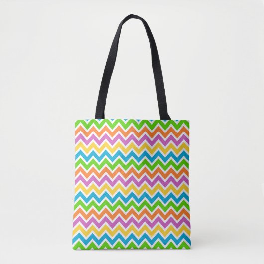 Helderkleurig Rainbow Chevron Pattern Draagtas (Voorkant)