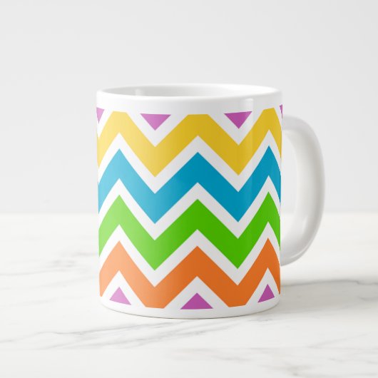 Helderkleurig Rainbow Chevron Pattern Extra Grote Beker (Voorkant rechts)