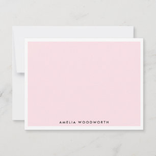 Helderkleurig roze witte legante klassieke minimal notitiekaartje