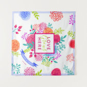 Helderkleurig vette Floral Sketch Bouquet Wandkleed (Voorkant (horizontaal))