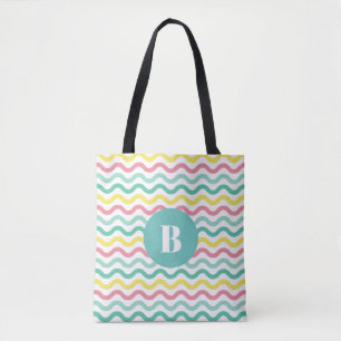 Helderkleurig Wavy Pattern Monogramed Draagtas